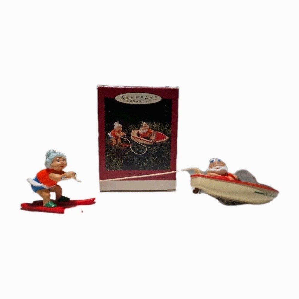 Hallmark Keepsake 1995 Santa & Mrs Claus Water Sports Skiing Christmas Ornament